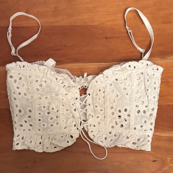 For Love And Lemons Tops - For Love And Lemons White Eyelet Lace Bustier
